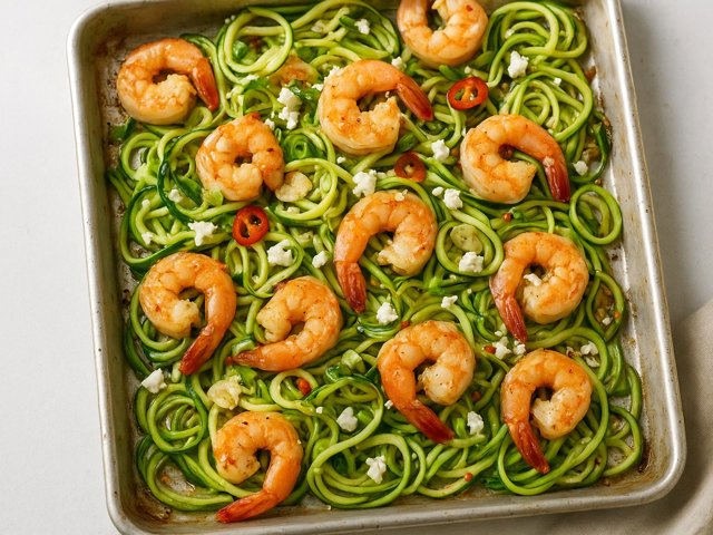 Sheet-Pan Shrimp And Zoodles