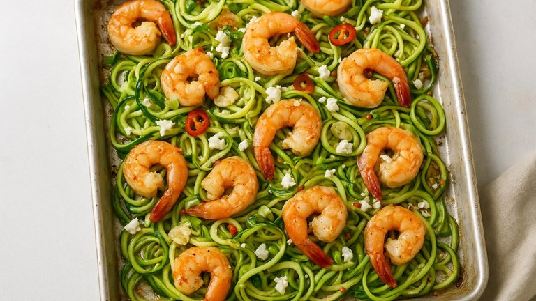 Sheet-Pan Shrimp And Zoodles