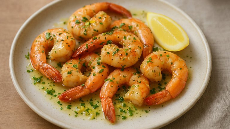 Shell-On Garlic-Lemon Prawns