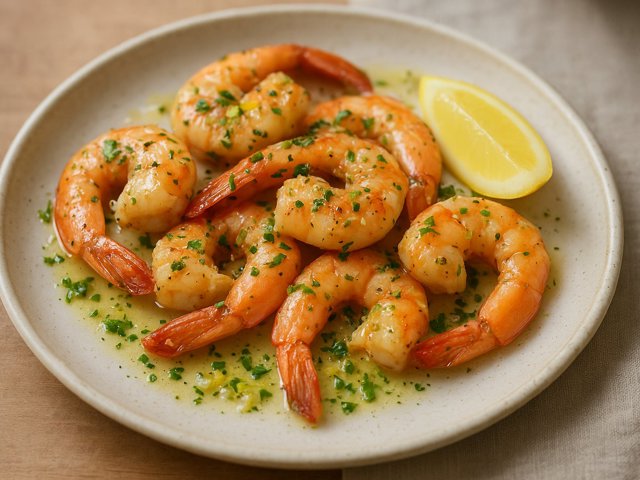 Shell-On Garlic-Lemon Prawns