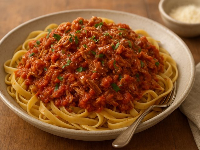 Shredded PORK RAGÙ WITH Pasta