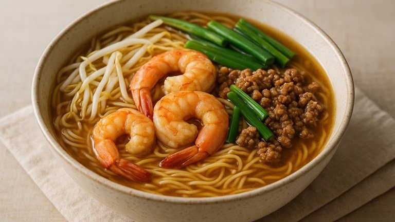 Shrimp And Pork Noodles In Broth (Dan Zi Mian)
