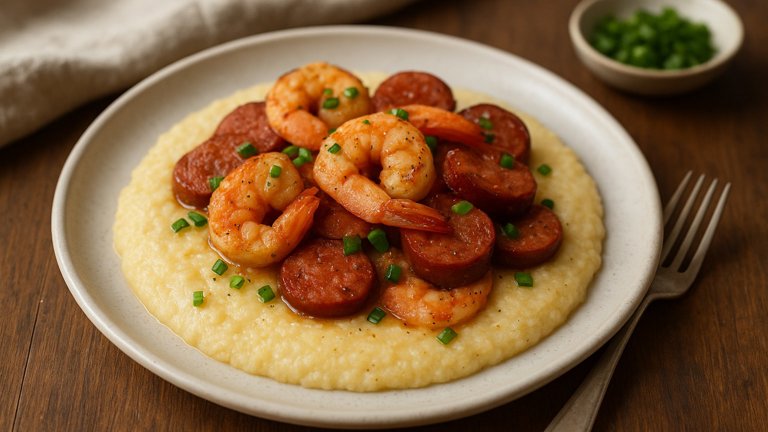 Shrimp, Andouille Sausage, And Grits