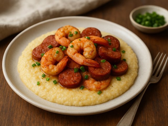 Shrimp, Andouille Sausage, And Grits