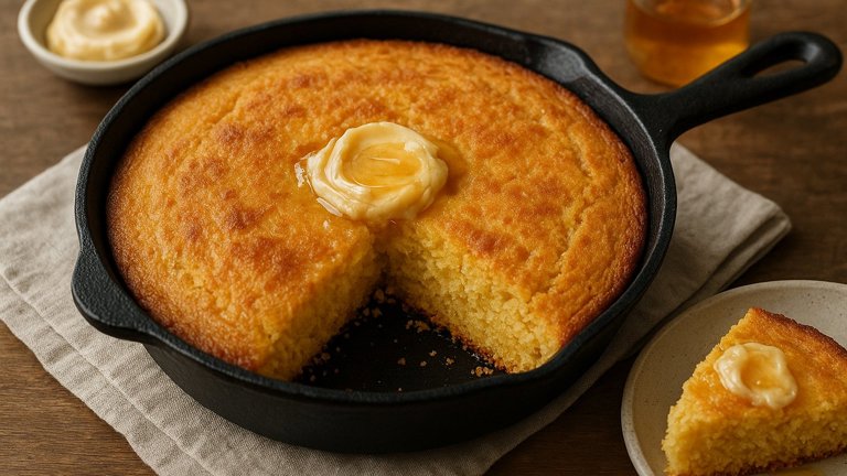 Skillet Cornbread WITH Honey Butter