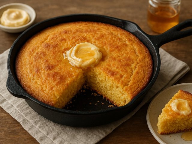 Skillet Cornbread With Honey Butter