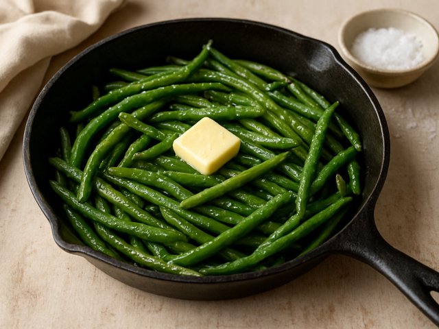 Skillet-Grilled Green Beans With Butter And Salt