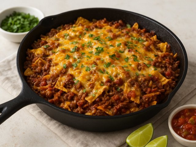 Skillet Inside-Out Taco Bake