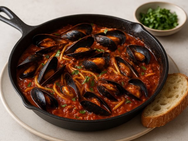 Skillet Mussel Marinara