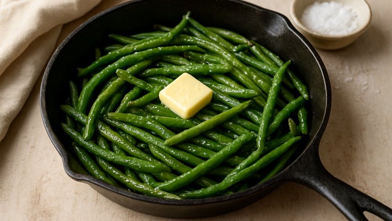 Skillet-Grilled Green Beans WITH Butter AND SALT