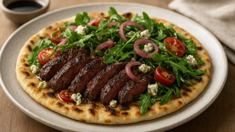 Skirt Steak Grilled Flatbread