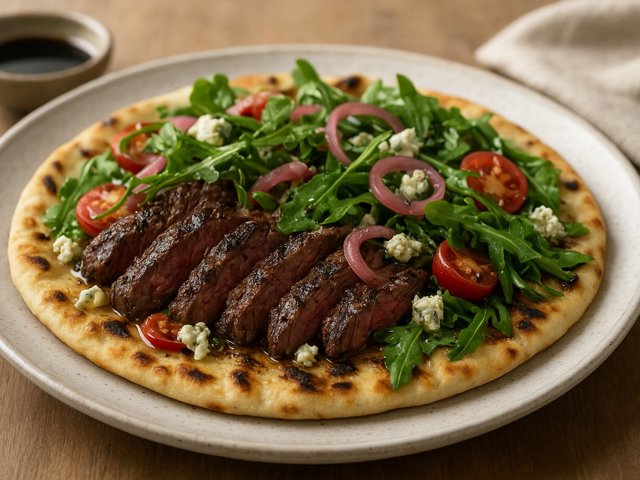 Skirt Steak Grilled Flatbread