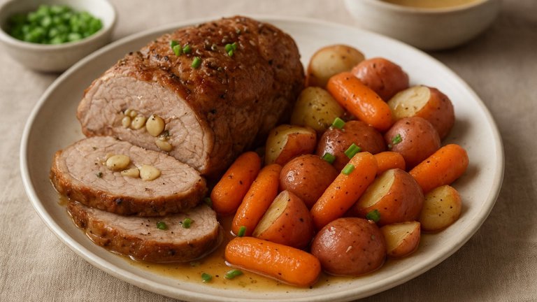 Slow Cooker Garlic-Stuffed Pork Roast