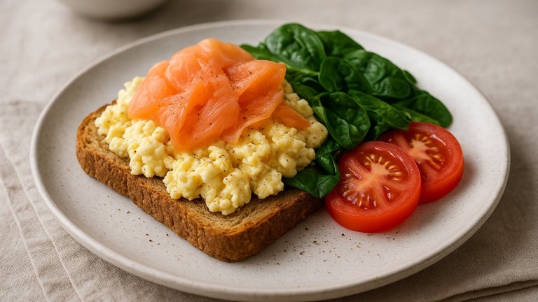 Smoked Salmon Protein Scramble Toast