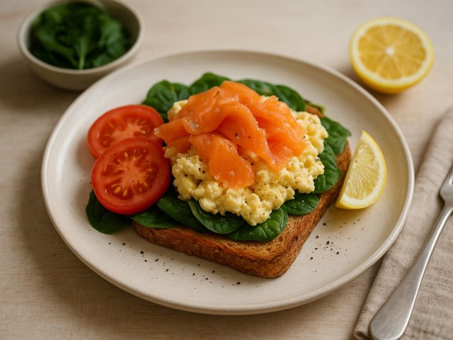 Smoked Salmon Protein Scramble Toast