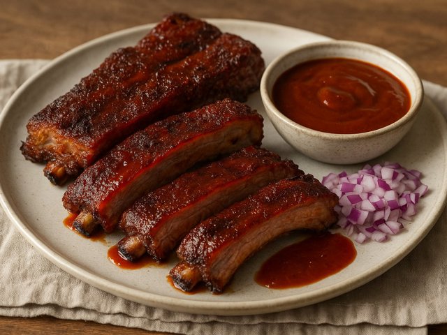 Smoked Spareribs With Ranch-Barbecue Sauce