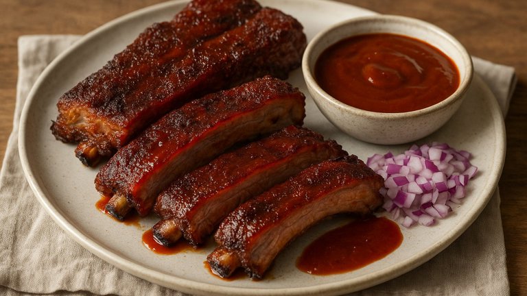 Smoked Spareribs WITH Ranch-Barbecue Sauce