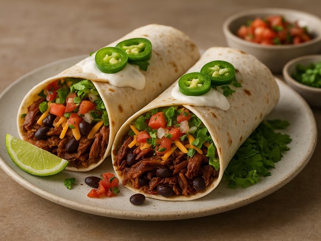 Smoky Shredded Beef Burritos