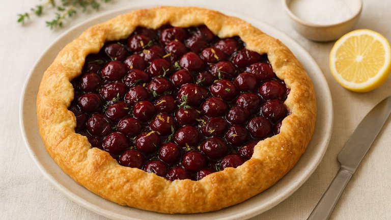 SOUR Cherry Cast-Iron Galette WITH Lemon AND Thyme