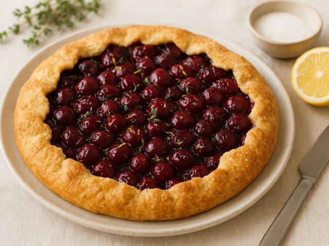 Sour Cherry Cast-Iron Galette With Lemon And Thyme