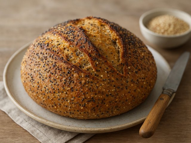 Sourdough Pain Complet With Poppy Seed, Quinoa, And Polenta
