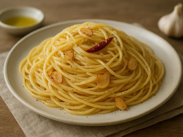 Spaghetti aglio e olio (Spaghetti With Garlic And Oil)