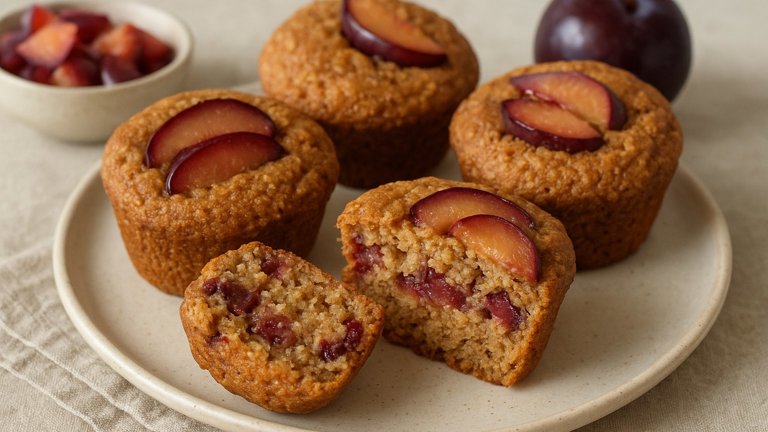 Spiced Plum And Quinoa Muffins