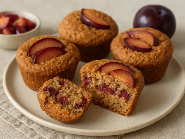 Spiced Plum And Quinoa Muffins