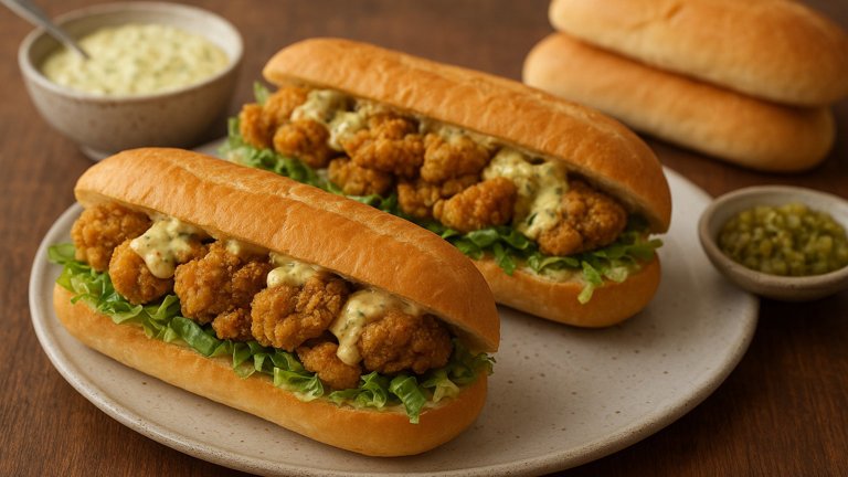 Spicy Catfish And Oyster Po’boys