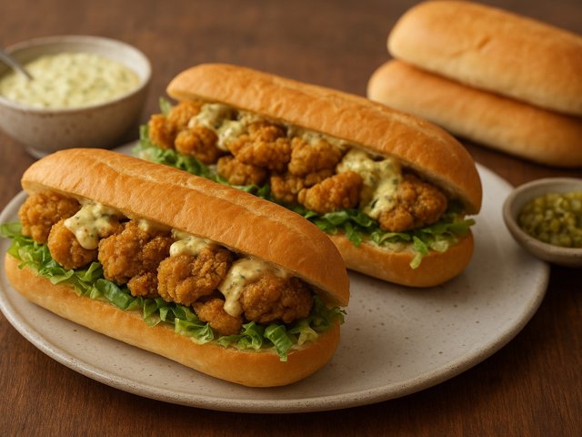 Spicy Catfish And Oyster Po’boys