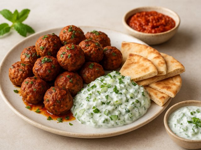 Spicy Lamb Meatballs With Cucumber-Mint Tzatziki