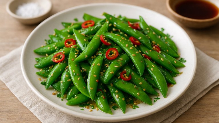 Spicy Sesame Sugar Snaps