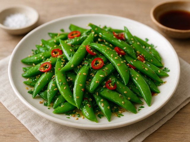Spicy Sesame Sugar Snaps