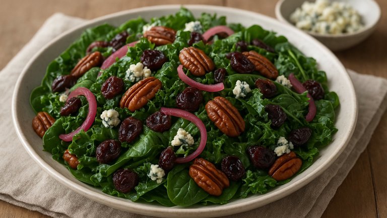 Spinach, Kale, AND Dried Cherry Salad