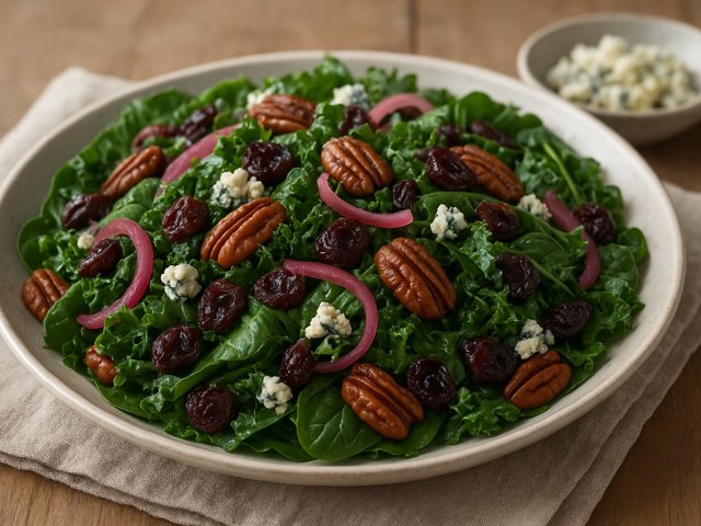 Spinach, Kale, AND Dried Cherry Salad