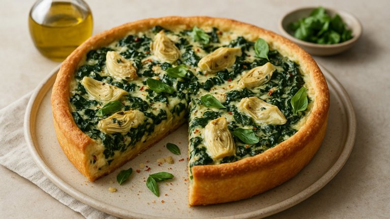 Spinach-Artichoke Deep-Dish Pizza