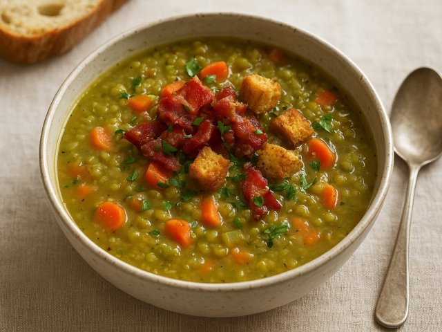 Split Pea & Tomato Soup With Bacon