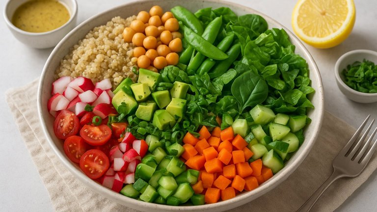 Spring Chopped Salad Bowl With Mustard Vinaigrette