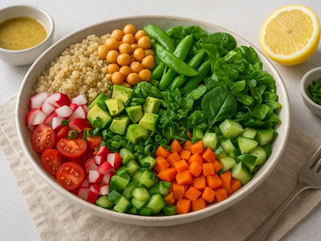 Spring Chopped Salad Bowl With Mustard Vinaigrette