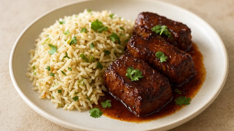 STICKY MALAYSIAN LAMB WITH PENANG GARDEN RICE