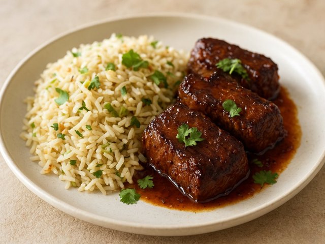 Sticky Malaysian LAMB WITH Penang Garden RICE