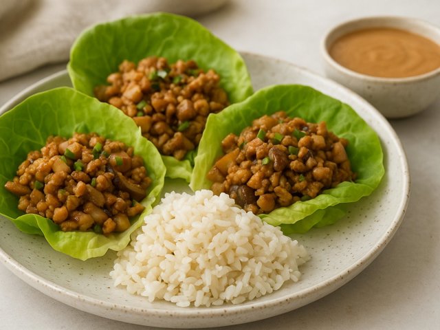 Stir-Fried Chicken Lettuce Wraps With Peanut Sauce