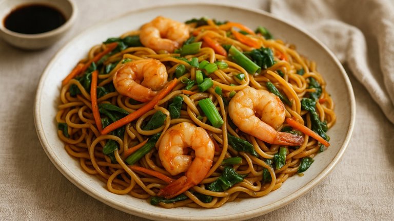 Stir-Fried Noodles With Shrimp And Vegetables