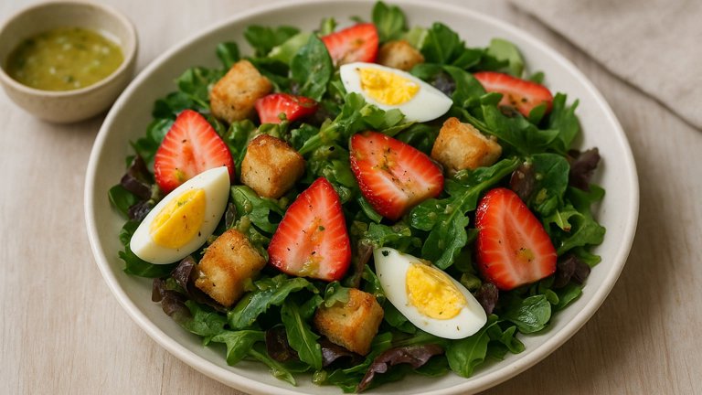Strawberries & Greens WITH Ginger-Scallion Dressing