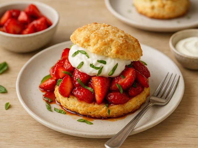 Strawberry & Basil Shortcakes
