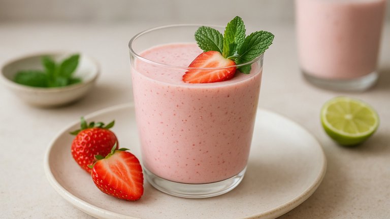 Strawberry AND MINT Lassi
