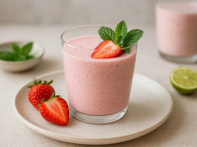 Strawberry And Mint Lassi