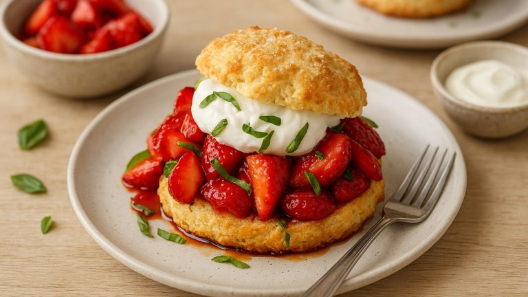 STRAWBERRY & BASIL SHORTCAKES