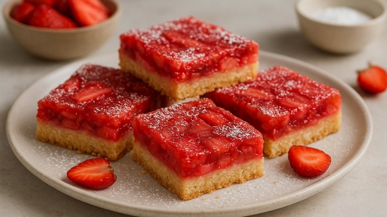 Strawberry-Rhubarb Shortbread Bars