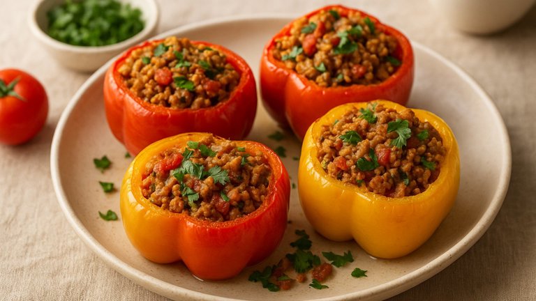 Stuffed Bell Peppers With Ground Turkey